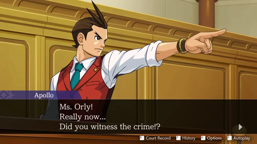 Cena da Apollo Justice: Ace Attorney Trilogy, coletânea que inclui Dual Destinies