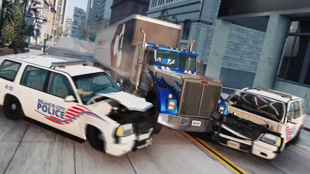 Cena de BeamNG.drive, simulador de física de veículos