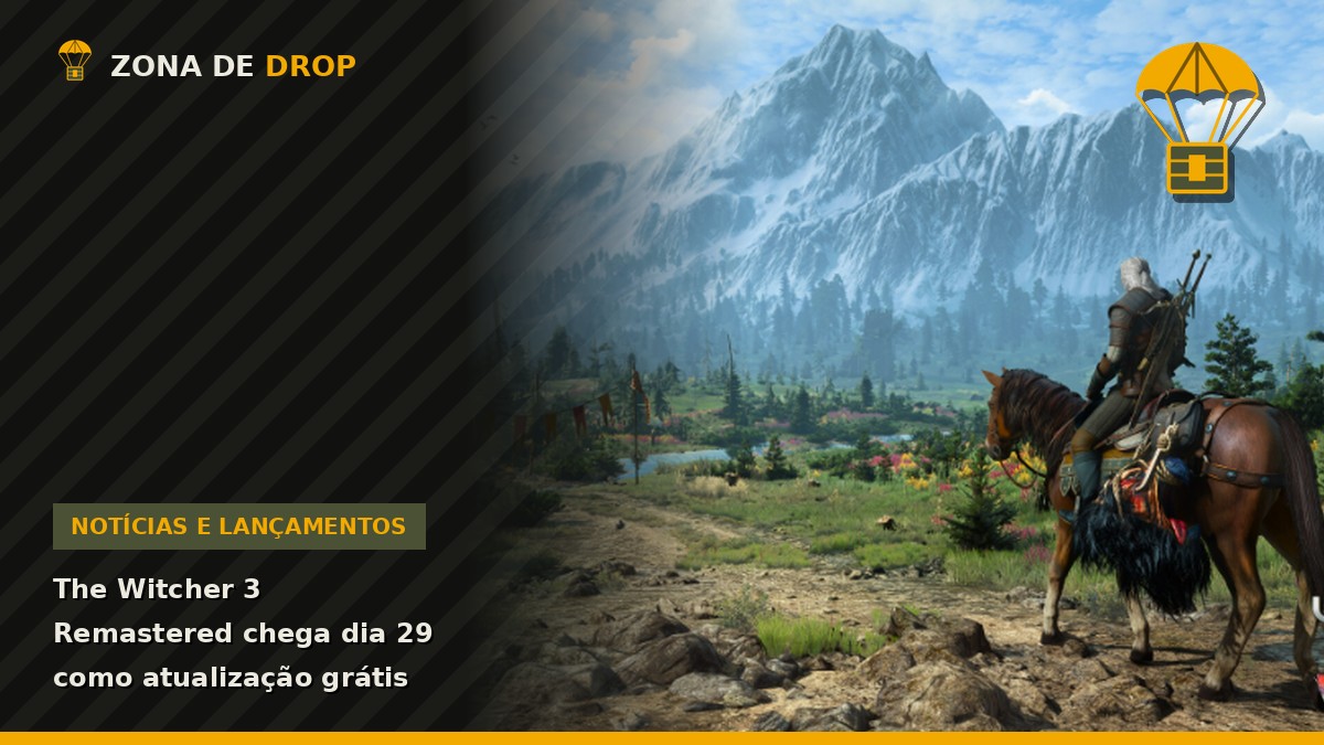 Capa: The Witcher 3 Remastered chega dia 29 — Zona de Drop, com imagem oficial da CD Projekt Red