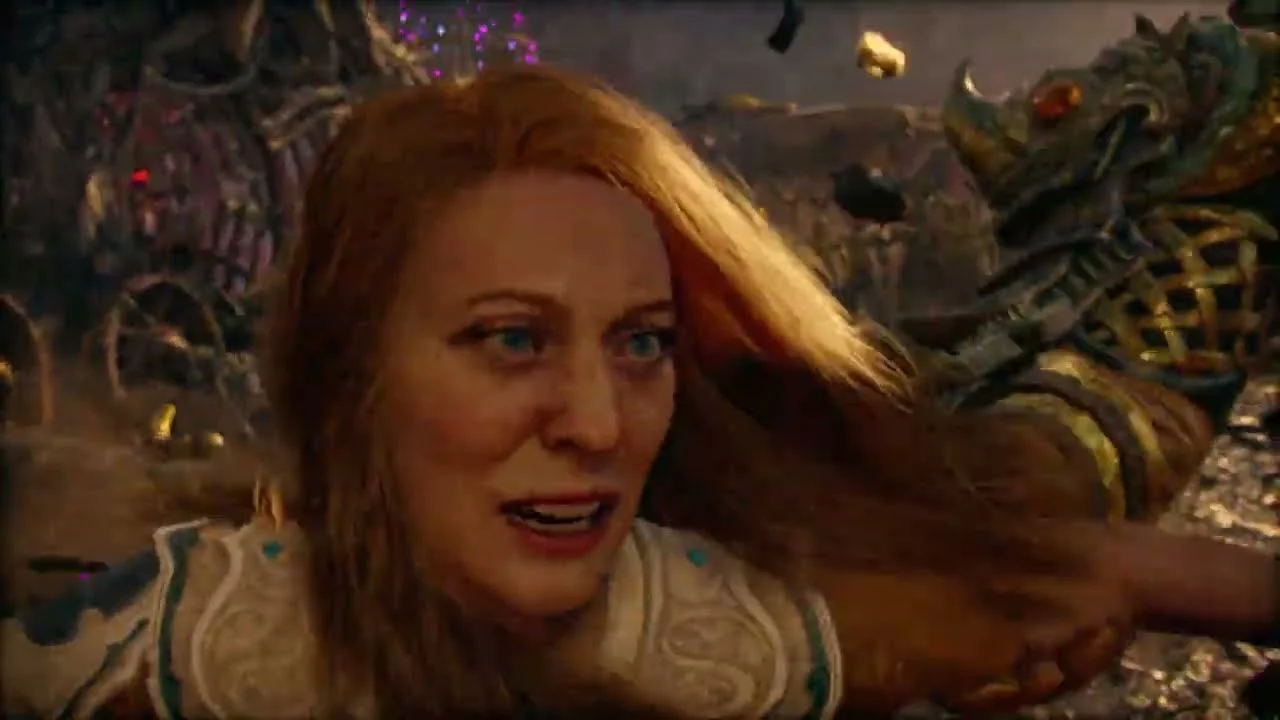 Faye em cena de combate no trailer de gameplay de God of War Laufey