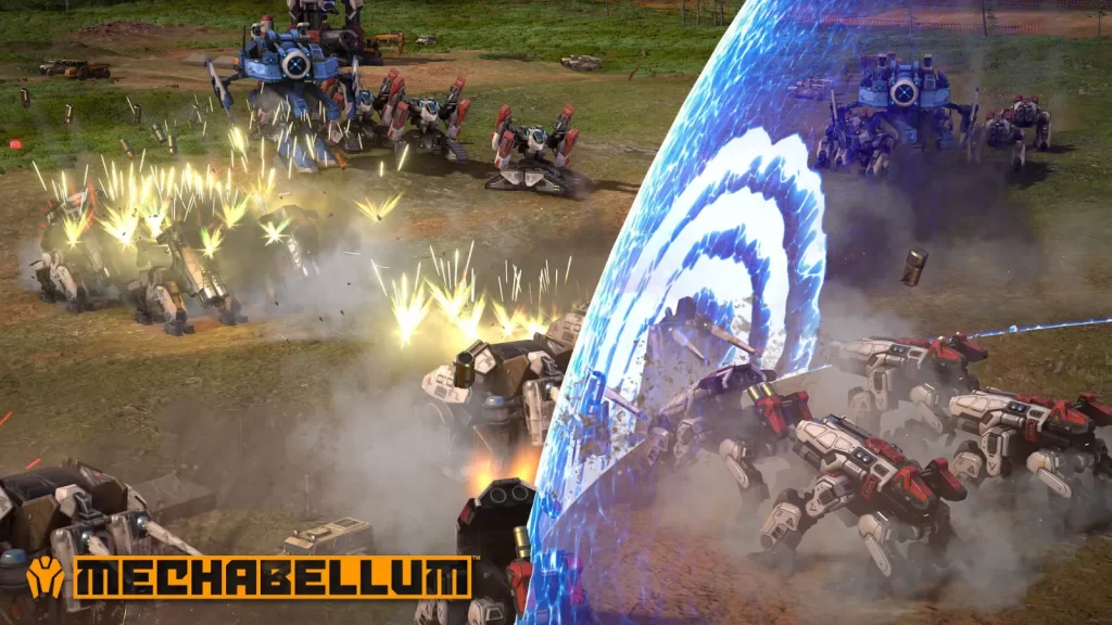 Batalha entre exércitos de mechas em Mechabellum