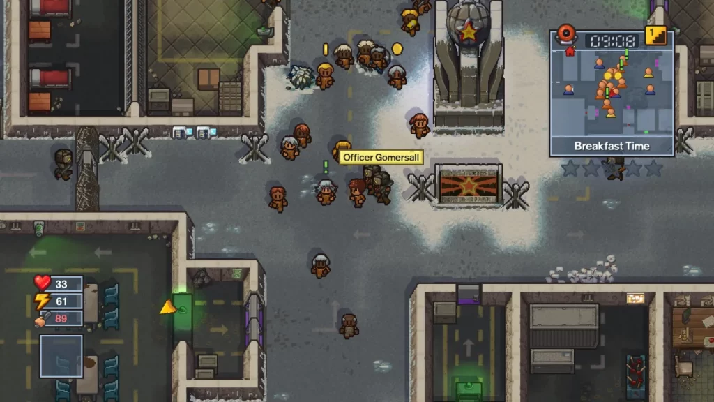 Presos no pátio de uma prisão em The Escapists 2