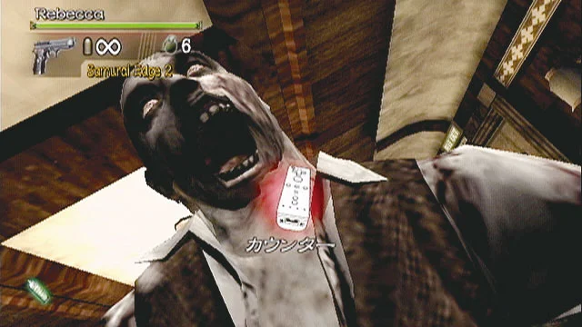 Rebecca Chambers atira num zumbi dentro do trem Ecliptic Express em Resident Evil: The Umbrella Chronicles